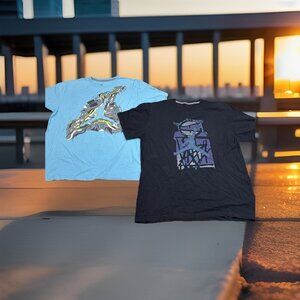 ✅Lot Of 2 Nike Air Jordan T-Shirts Youth LARGE Jumpman Black Retro Distressed